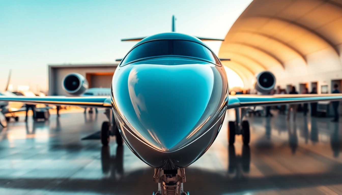 Experience On-Demand Private Jet Rental with a stunning private jet at a luxurious airport.