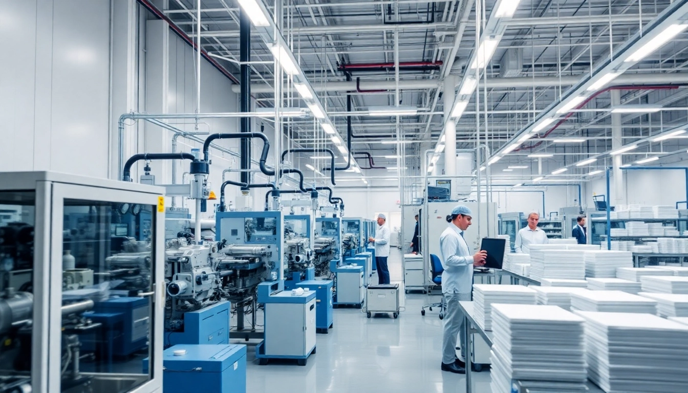 HPMC manufacturer showcasing high-tech machinery and diligent workers in a bright, organized facility.