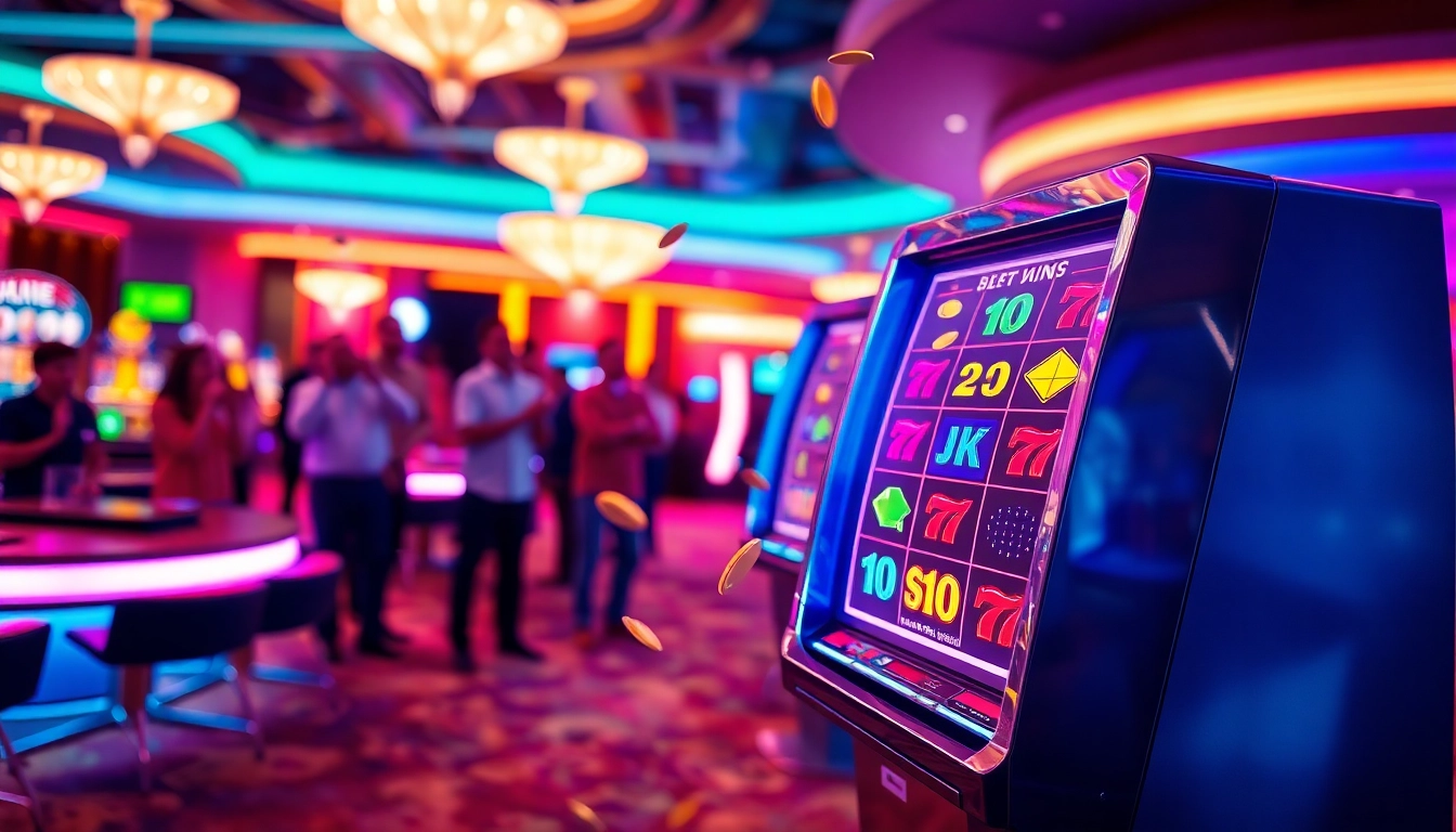 Engaging pg slot machine attracting players in a lively casino environment