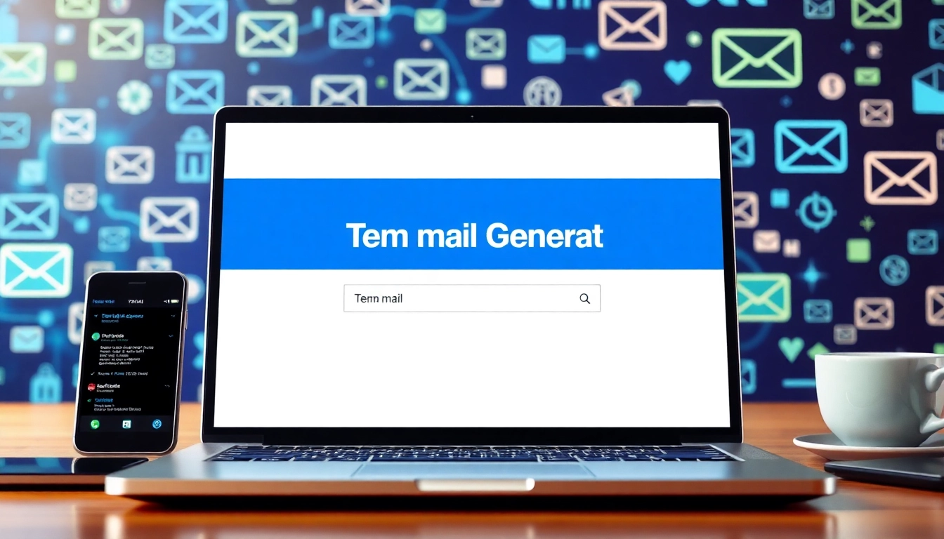 Generate a temp mail address effortlessly with a user-friendly interface on a laptop.