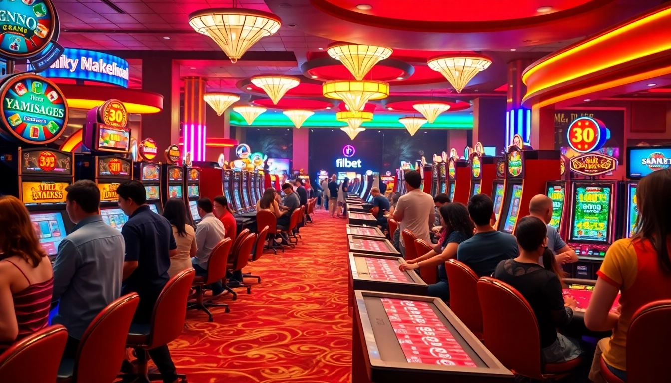 Experience the excitement of filbet casino with players enjoying thrilling games in a vibrant atmosphere.