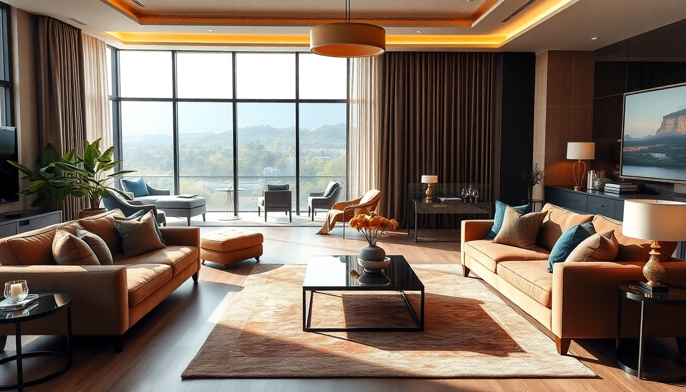 Descubre el ambiente elegante del luxury12 en la sala de estar moderna y acogedora.