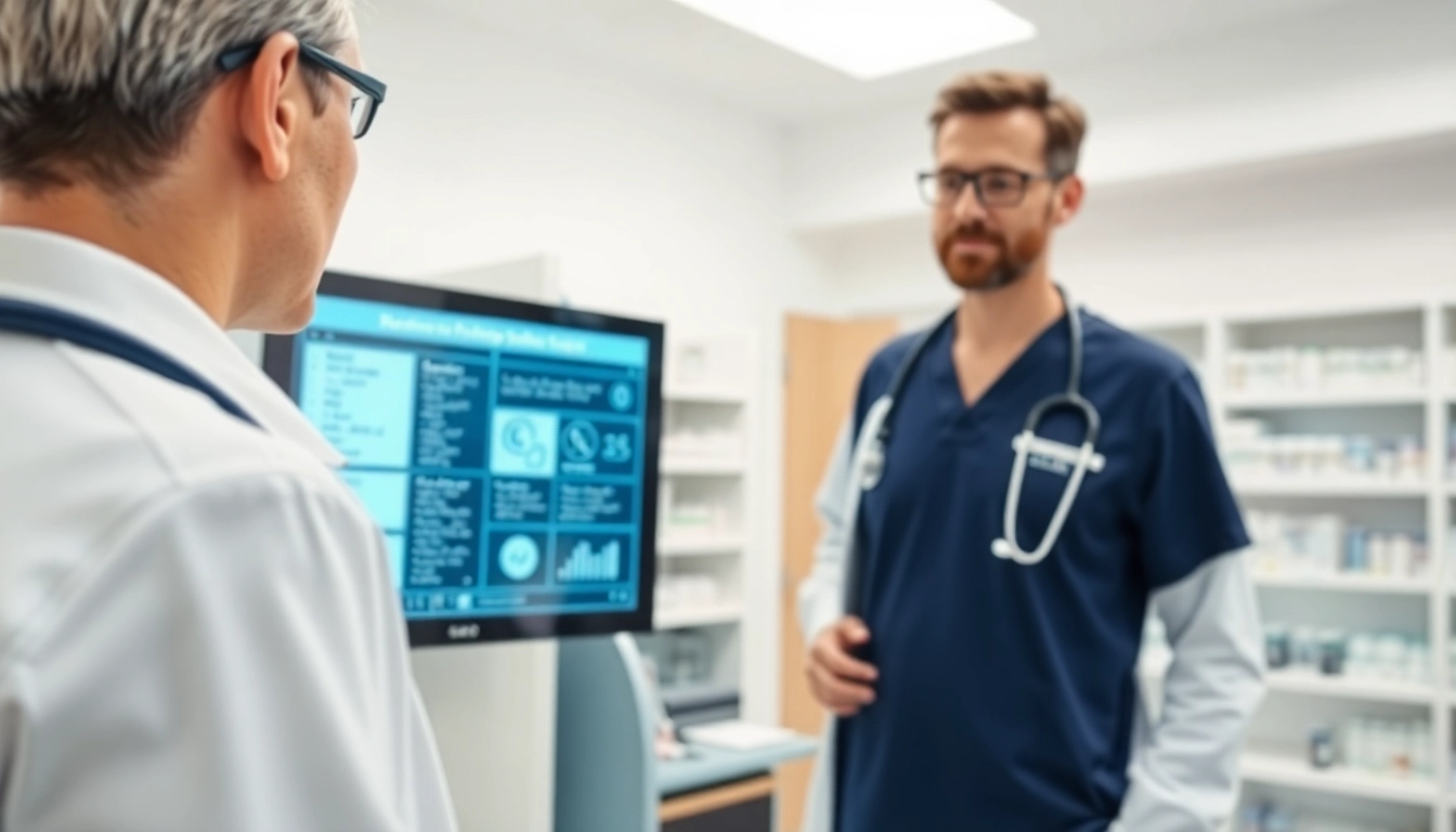 Explore electronic prescribing systems with a healthcare provider using advanced technology in a modern clinic.