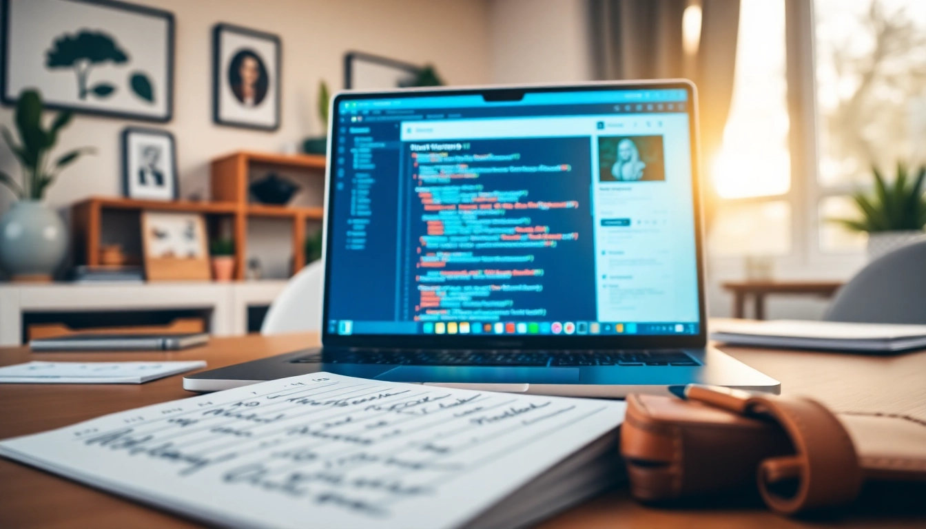 Explore wordpress latest news through a vibrant digital workspace showcasing a laptop.